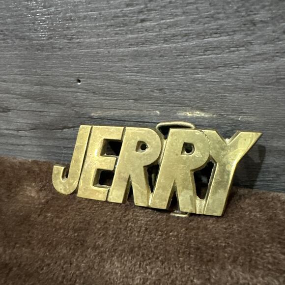 Vintage 1978 Baron Buckle Solid Brass Jerry Belt Buckle 4310 BBB 4.5”x2” - Picture 3 of 8